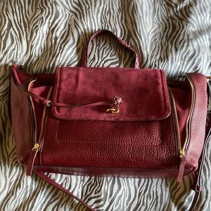 Vince Camuto cranberry suede and leather Crossbody/Tote bag